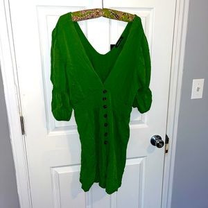 Emerald green puffy sleeve romper